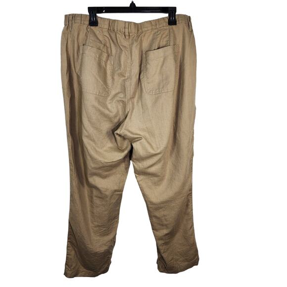 Catherines Womens Pants Size Plus 18W Khaki Tan Linen Blend Straight Leg Relaxed - Picture 2 of 8